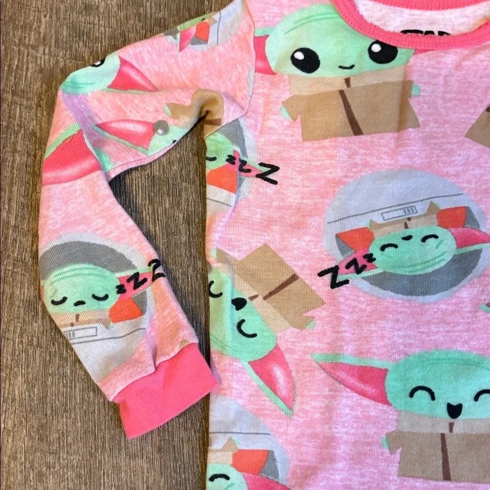 Star Wars Pink Baby Grogu Long Sleeve Pajama Set size 4T